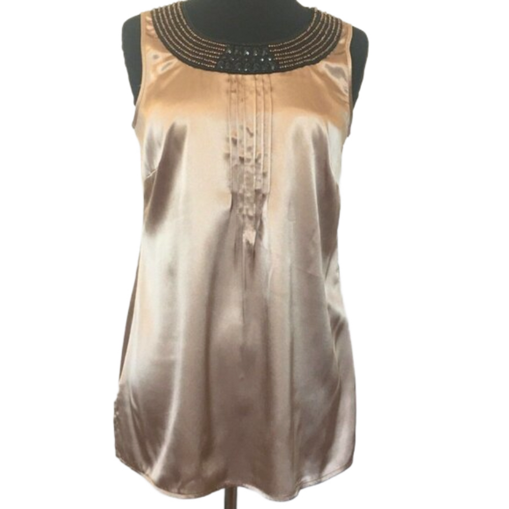 CHICOS 0 Small Tunic Top Heavy Beading At Yoke